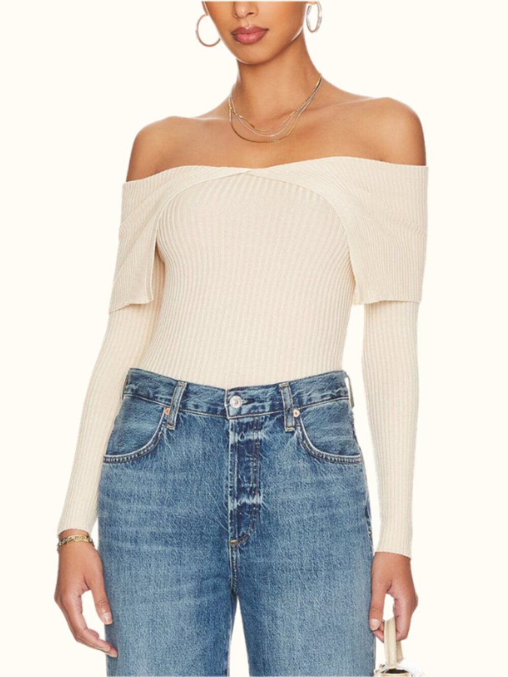 Lovers + Friends Ribbed Off the Shoulder Sweater